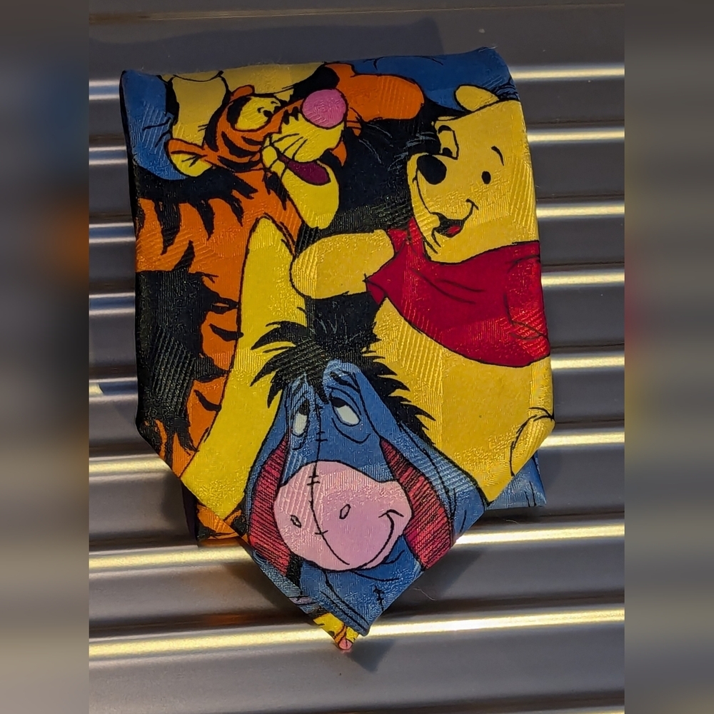 Winnie The Pooh Tie Polyester Jacquard Fabric Vintage Novelty Fun
